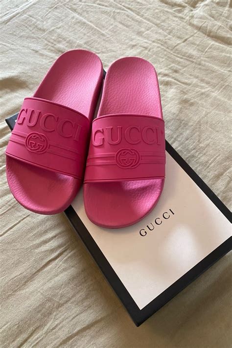 gucci pink shirt men|hot pink gucci slides.